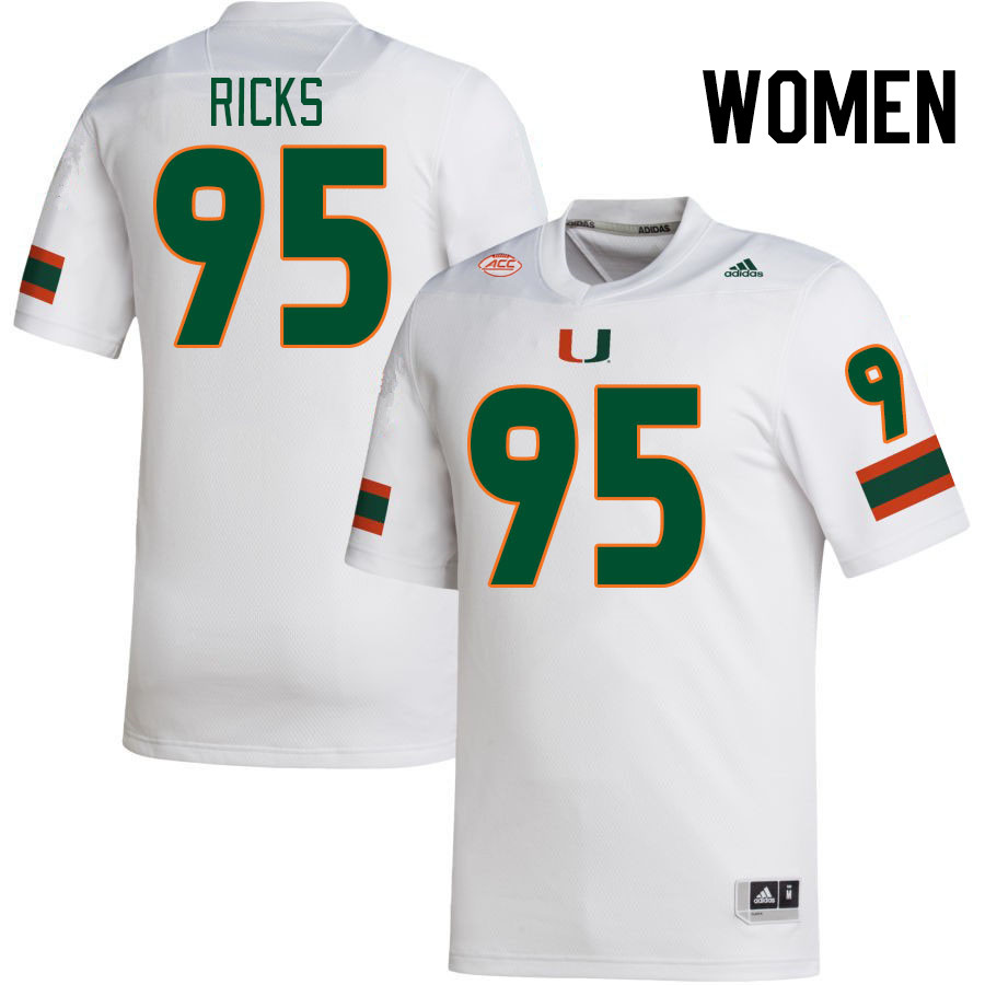 Women #95 Cooper Ricks Miami Hurricanes College Football Jerseys Stitched-White